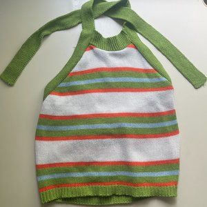 Multicolor green halter Top